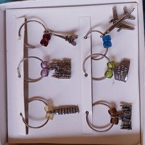 Set of 6 Wine Charms Travel Landmark Themed